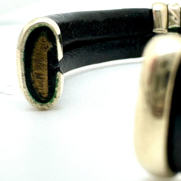 Handcrafted Copper & Brass Leather Bracelet  Intricate Detailing Adjustable - Picture 3 of 9